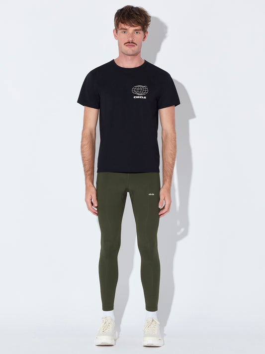 Pack T-Shirt Agility Run noir & Legging Men in tights moss