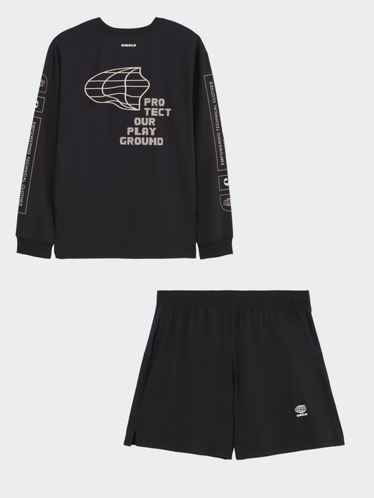Long-sleeved POP 2.0 top & Black Everystride shorts